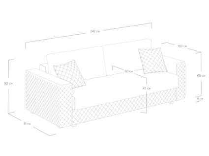 Диван Сонум Denver Рогожка голубой Длина 242 см