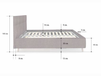 Кровать Сонум Bella Кашемир Синий (с подъемным механизмом) 180х200