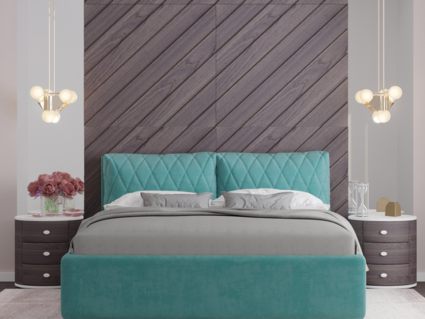 Кровать Nuvola Celeste Velutto 04 (с подъемным механизмом) 140х200