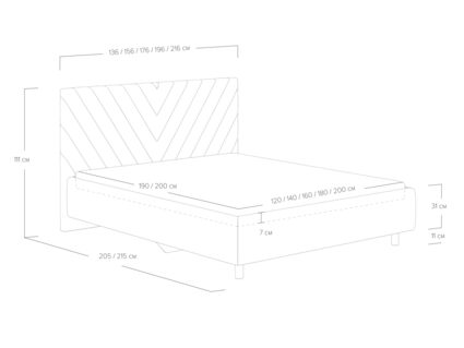 Кровать Сонум Vivien Марсель светло-серый (с подъемным механизмом) 140х200