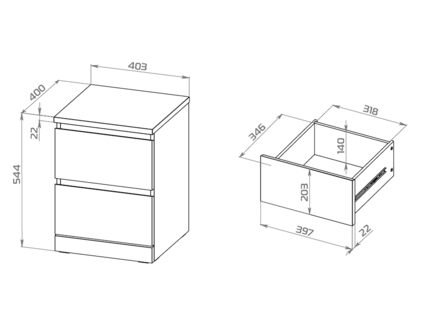 Тумба Гуд Лакк Варма 2 беленый дуб 40х54