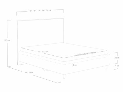 Кровать Сонум Eveline Рогожка Деним (с подъемным механизмом) 160х190