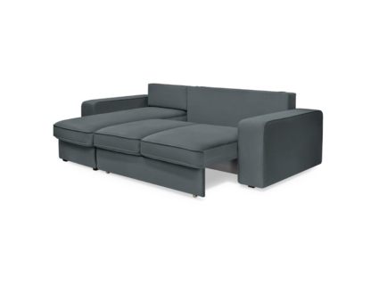 Диван Фиеста Мебель Монако с оттоманкой велюр Vivaldi 08 серый Длина 247 см