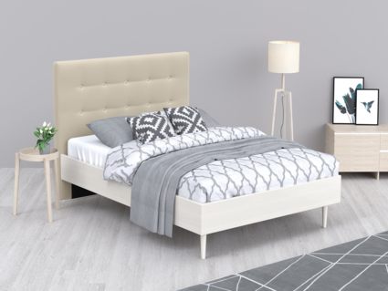 Кровать Арско Альмена Беленый дуб/Велюр Grace 01