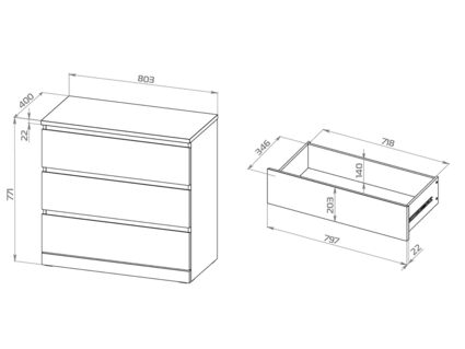 Комод Гуд Лакк Варма 3 серый