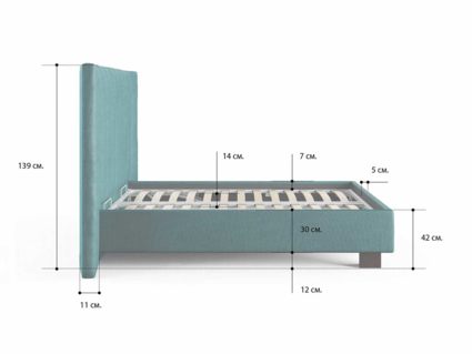 Кровать Сонум Barbara Кашемир Синий (с подъемным механизмом) 140х200