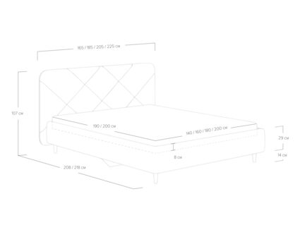 Кровать Сонум Taylor Кашемир голубой 200х190